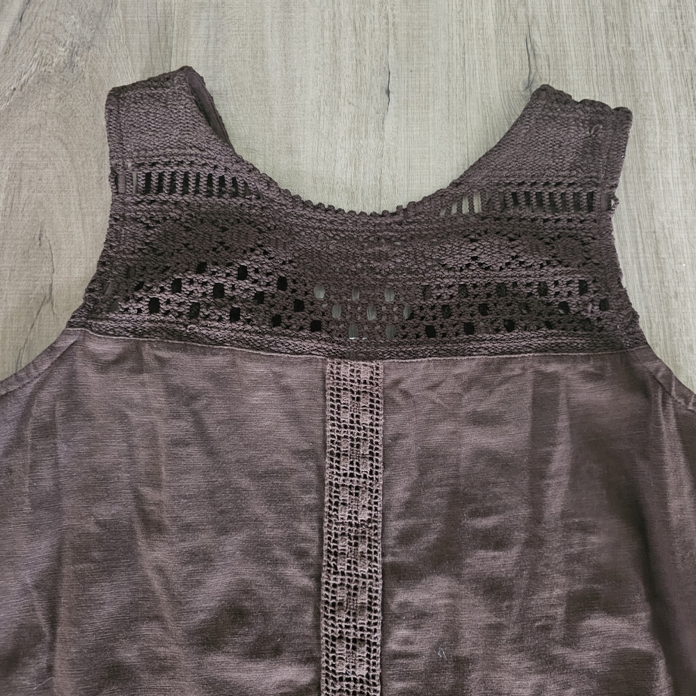 J. Jill womens A line shift dress crochet top pockets V back Pullover Small - Picture 5 of 7